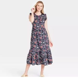 Women's Floral Print Ruffle Sleeveless Dress - Universal Thread, Size S